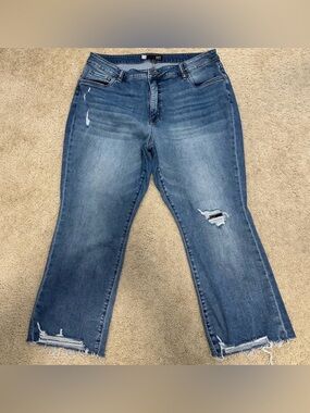 KUT from the Kloth Kelsey Fab Ab Ankle Flare Distressed Jeans Size 16W VGUC